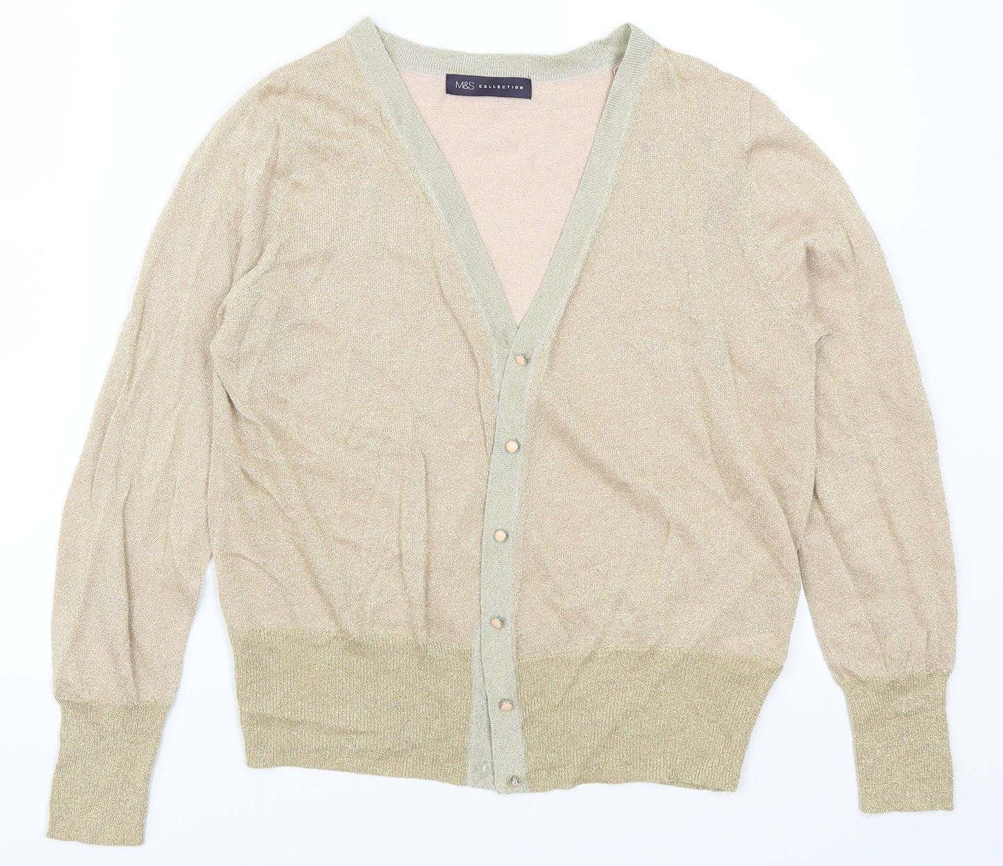 Marks and Spencer Womens Gold   Cardigan Jumper Size M