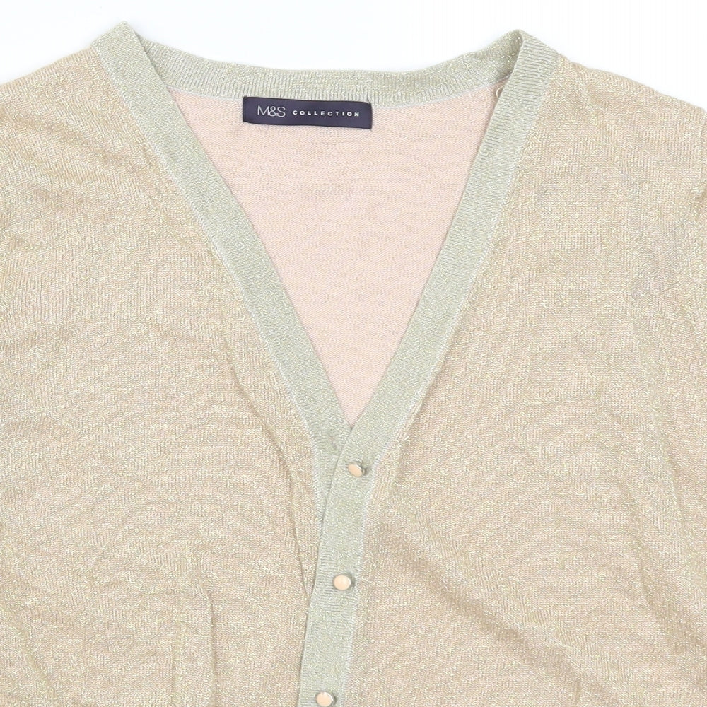 Marks and Spencer Womens Gold   Cardigan Jumper Size M