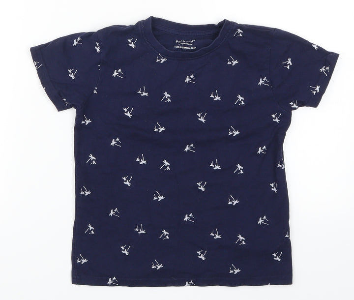 Primark Boys Blue Basic T-Shirt Size 5-6 Years - Palm Leaves