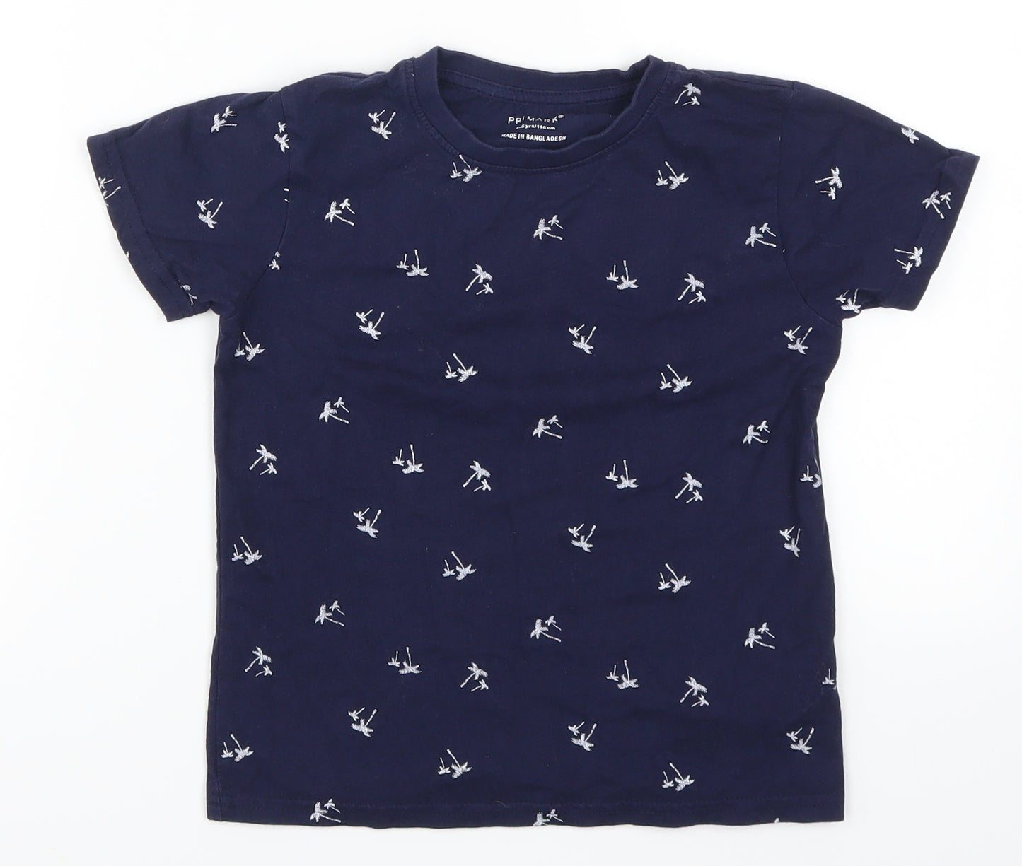 Primark Boys Blue   Basic T-Shirt Size 5-6 Years  - Palm Leaves