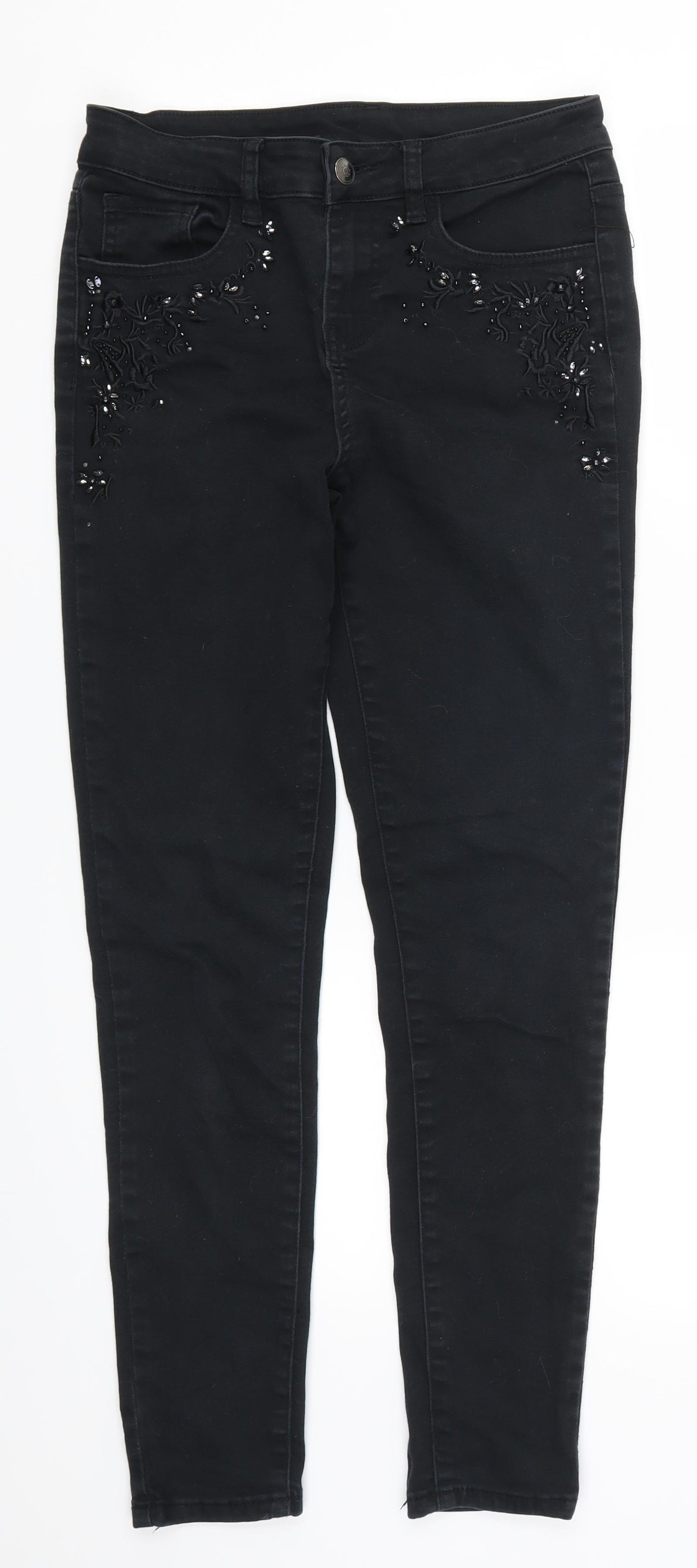 George Womens Black  Denim Skinny Jeans Size 10 L28 in