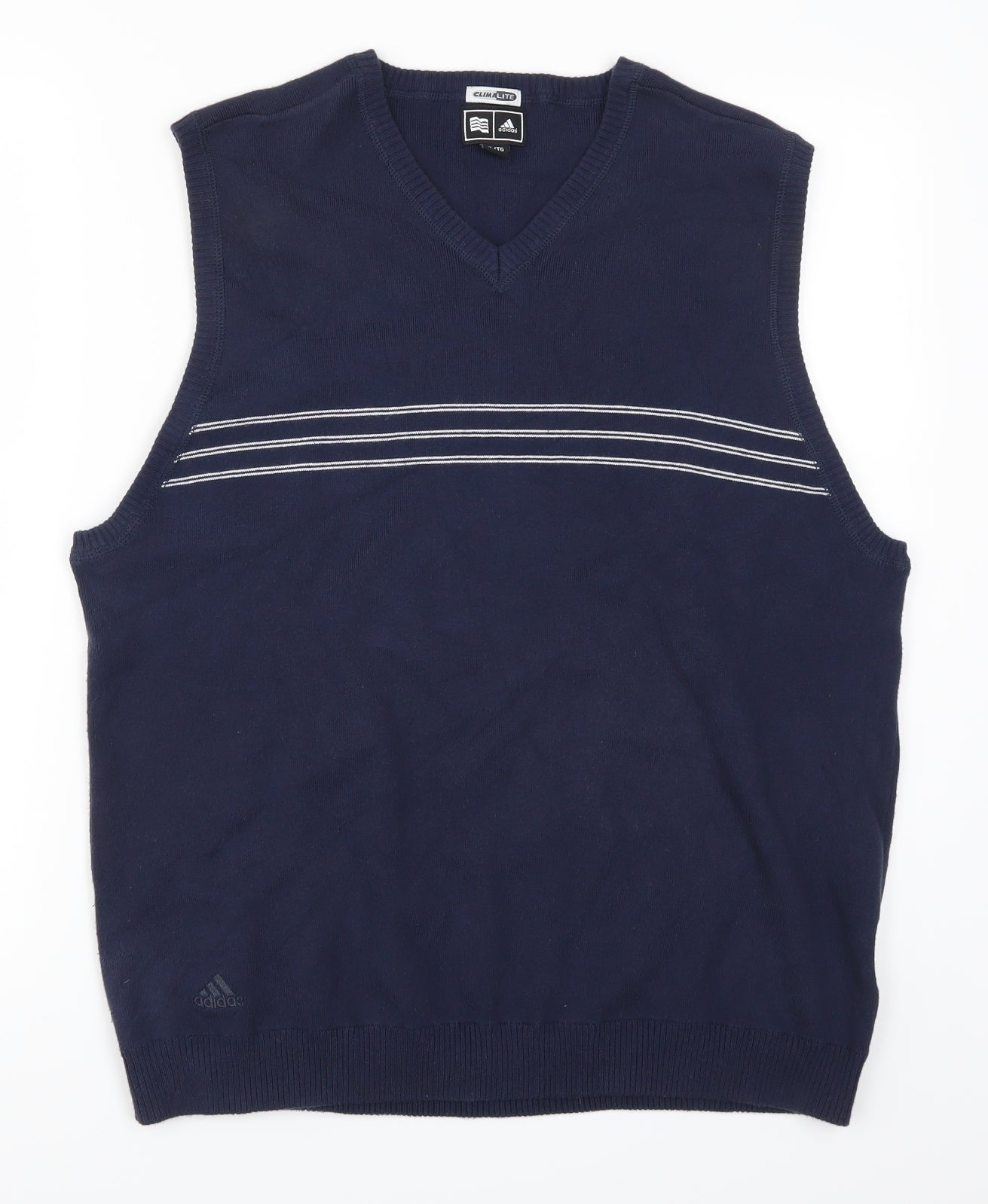 adidas Mens Blue Striped  Vest Jumper Size XL