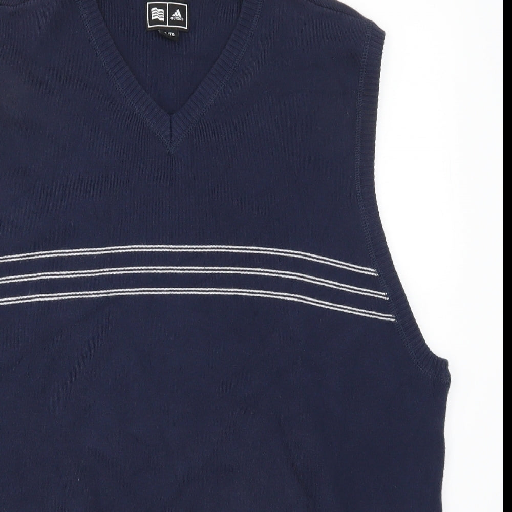 adidas Mens Blue Striped  Vest Jumper Size XL