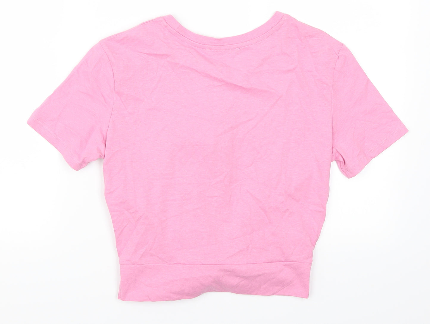 Zara Womens Pink   Cropped T-Shirt Size M  - Twist Front