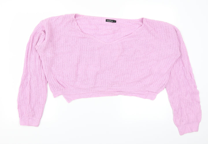 Boohoo Womens Pink Pullover Jumper Size L