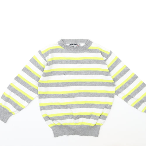 Rebel Boys White Striped  Pullover Jumper Size 4-5 Years