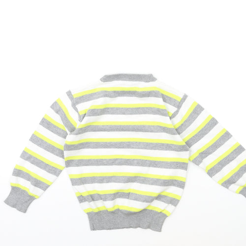 Rebel Boys White Striped  Pullover Jumper Size 4-5 Years