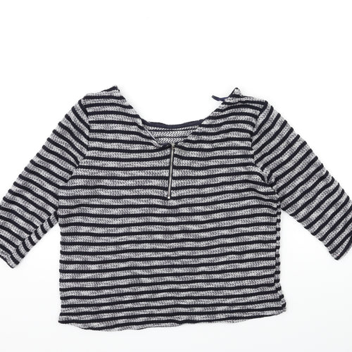 New Look Womens Blue Striped Knit Pullover Jumper Size 12