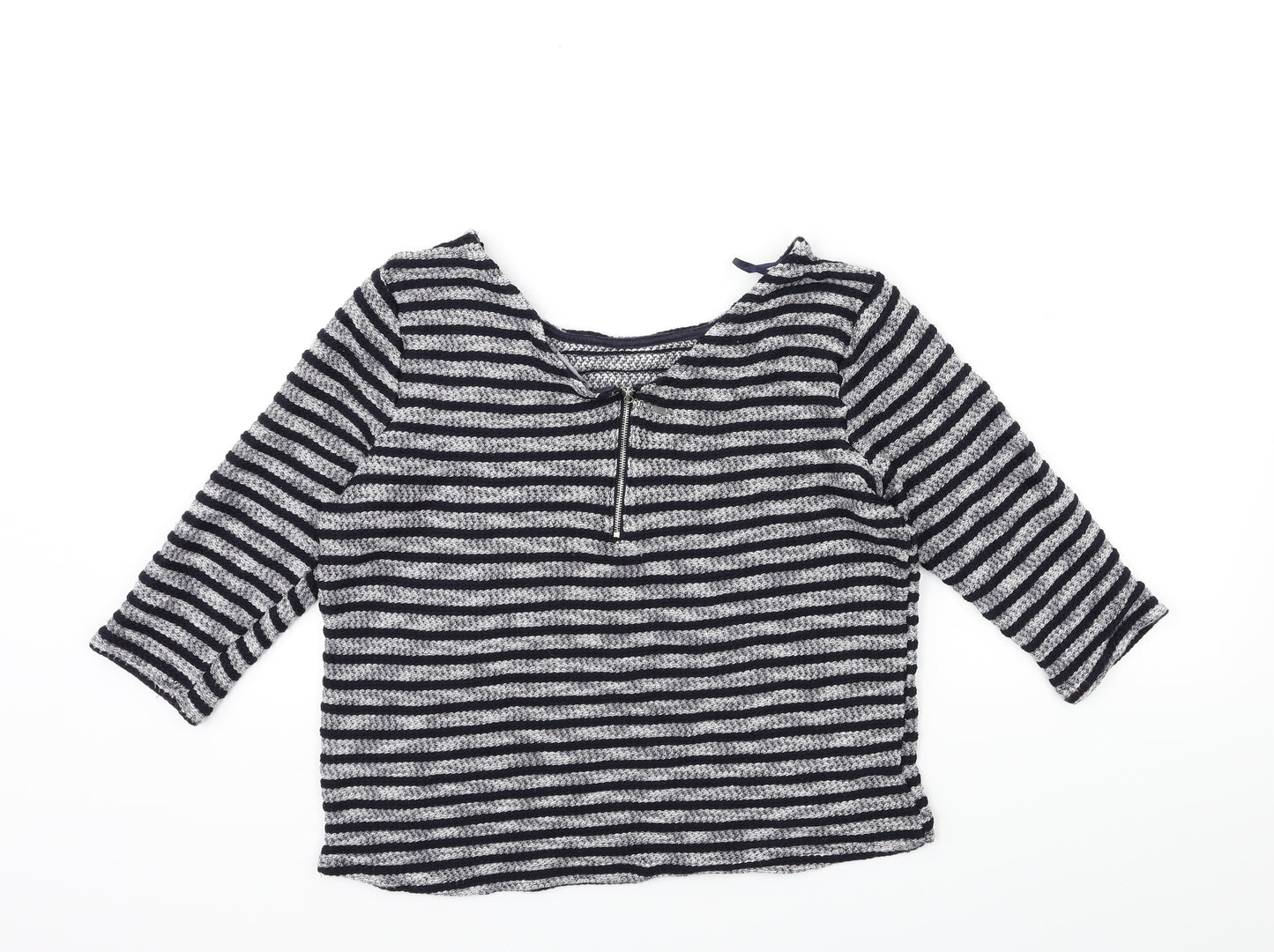 New Look Womens Blue Striped Knit Pullover Jumper Size 12