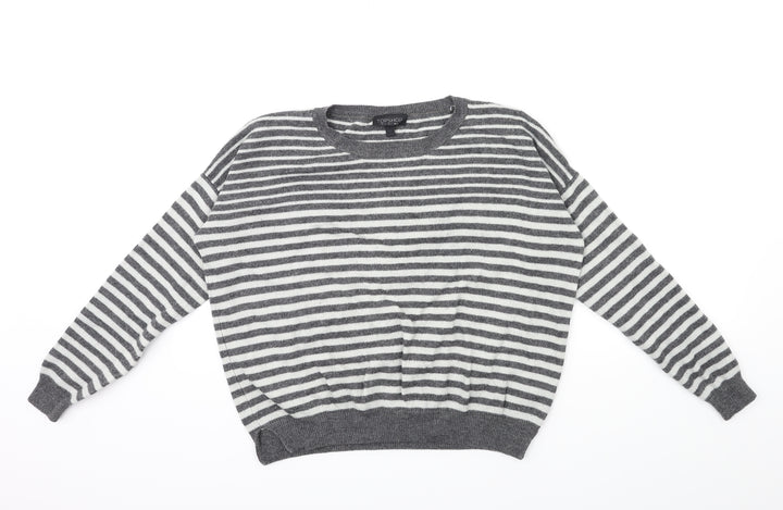 Topshop Womens Grey Striped Knit Pullover Jumper Size 8