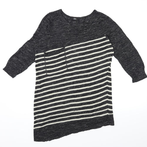 Marks and Spencer Womens Black Striped Knit Pullover Jumper Size 18