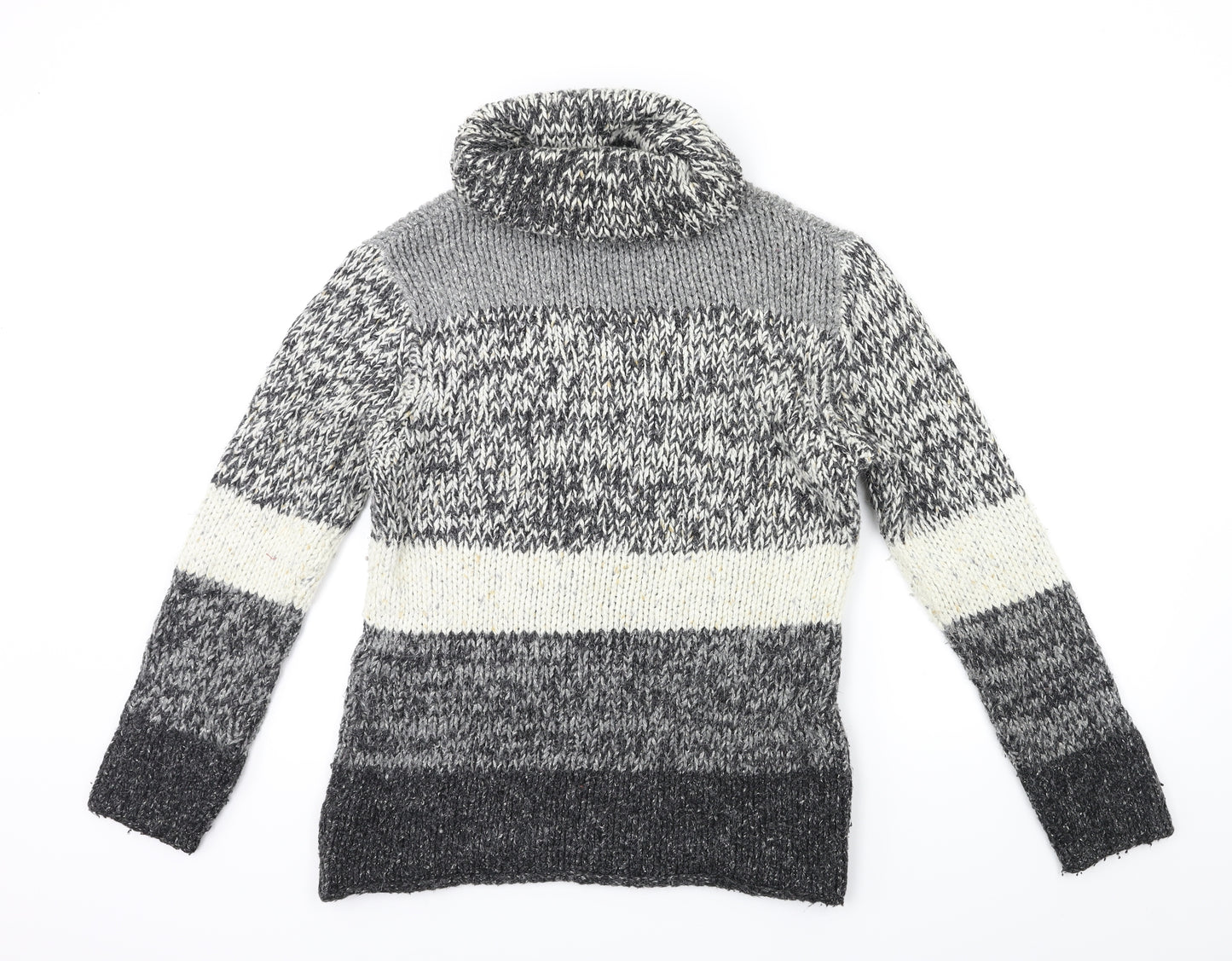 Platinum Womens Grey Striped Knit Pullover Jumper Size S
