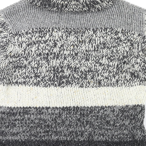 Platinum Womens Grey Striped Knit Pullover Jumper Size S