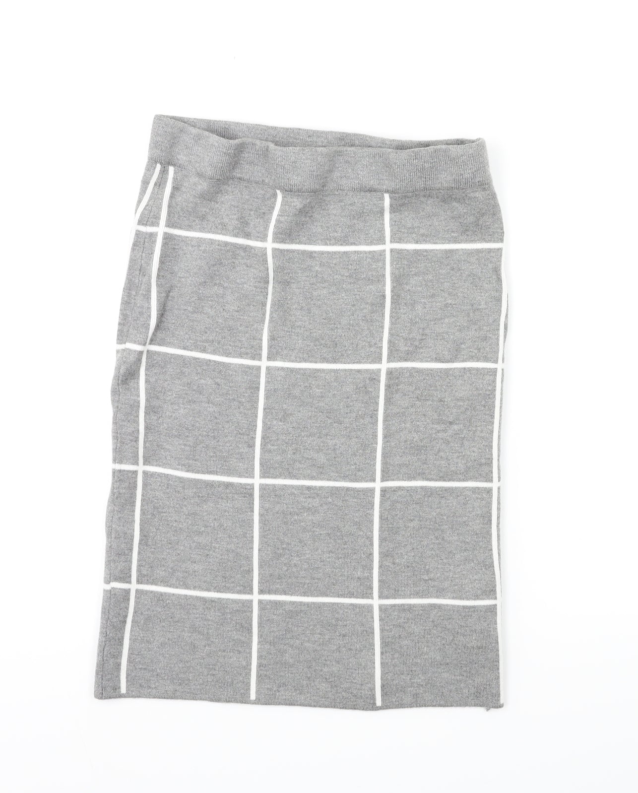 Red Herring Womens Grey Check Knit Straight & Pencil Skirt Size 10