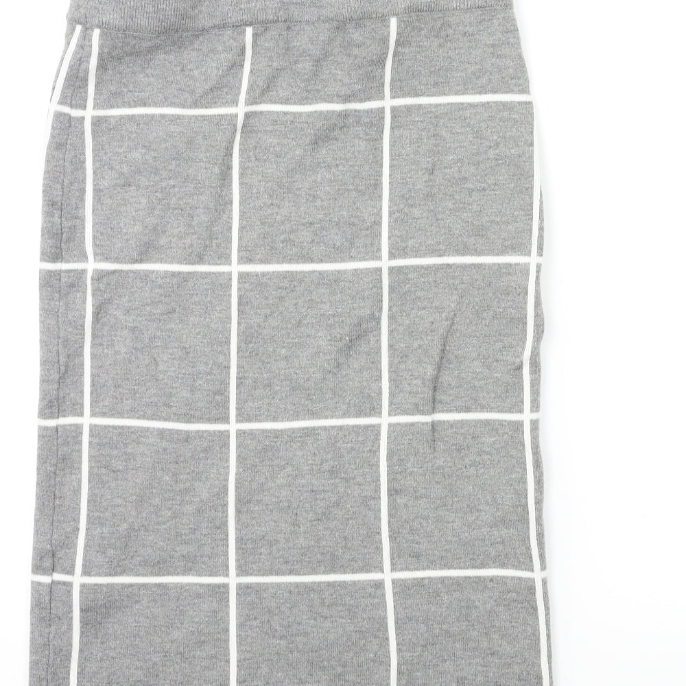 Red Herring Womens Grey Check Knit Straight & Pencil Skirt Size 10