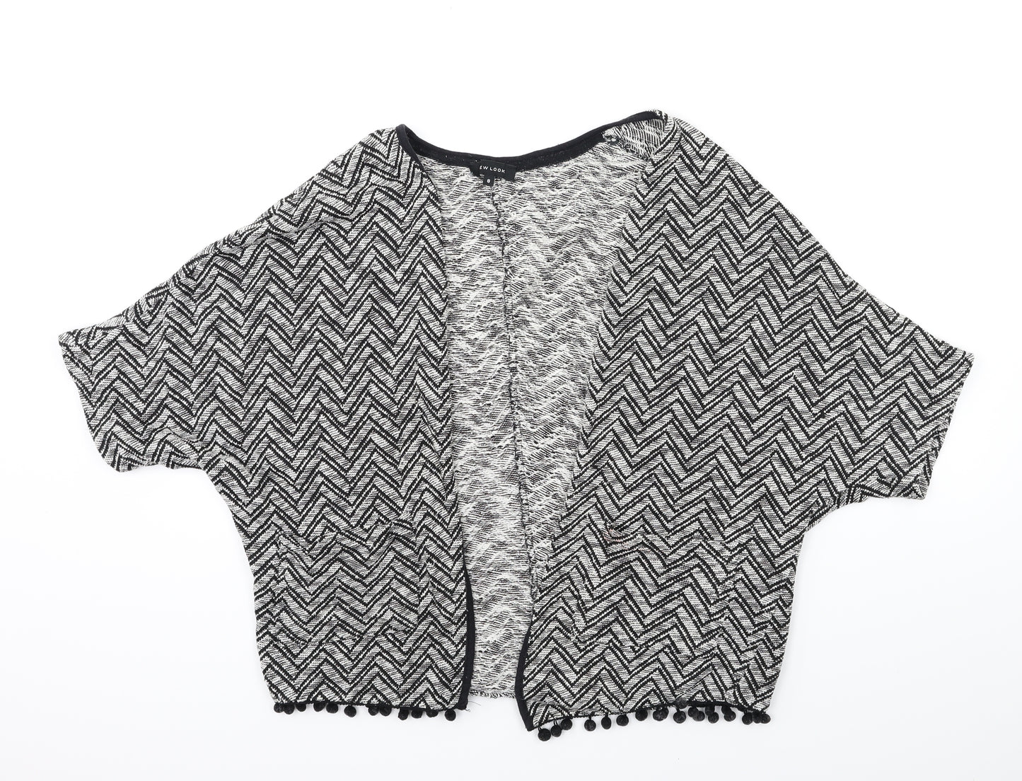 New Look Womens Black Striped Knit Cardigan Jumper Size 8