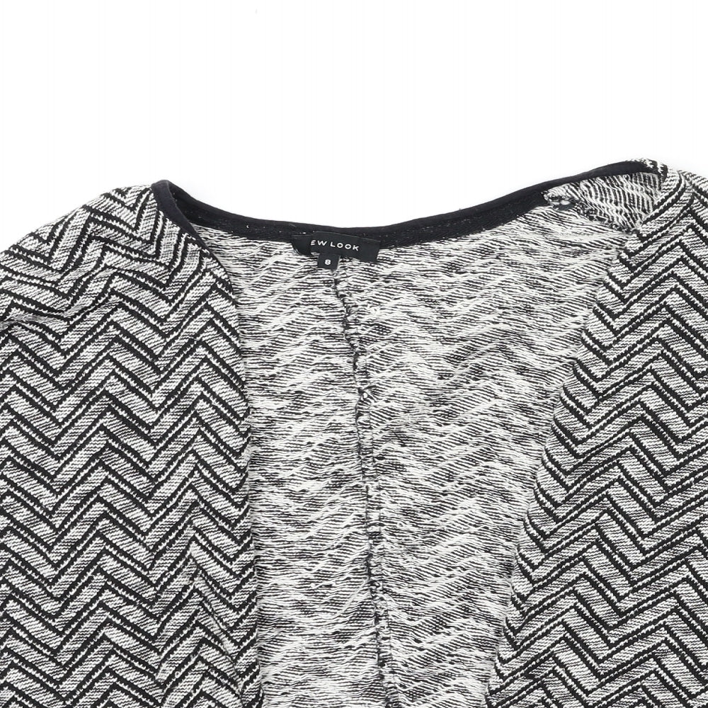 New Look Womens Black Striped Knit Cardigan Jumper Size 8