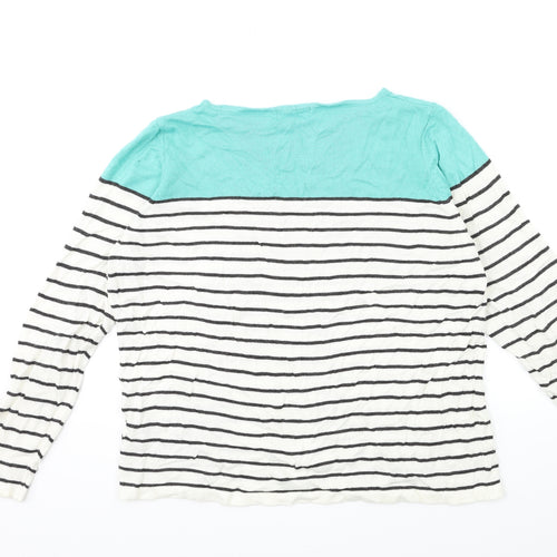 Marks and Spencer Womens White Striped Knit Pullover Jumper Size 18
