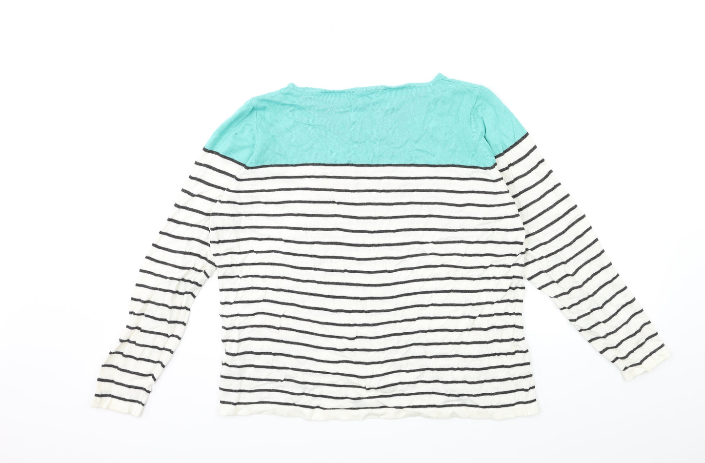 Marks and Spencer Womens White Striped Knit Pullover Jumper Size 18