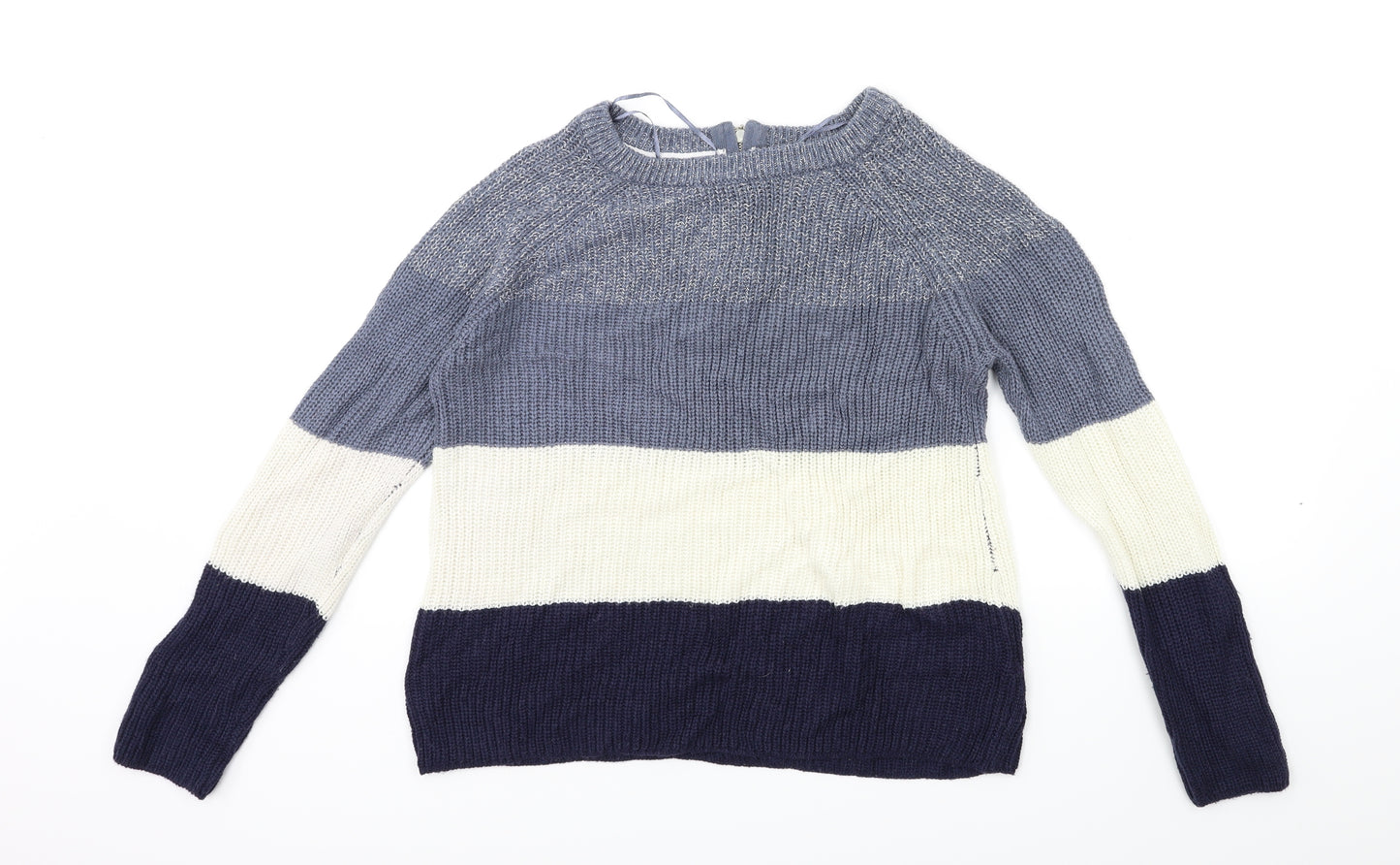 Papaya Womens Blue Striped Knit Pullover Jumper Size M