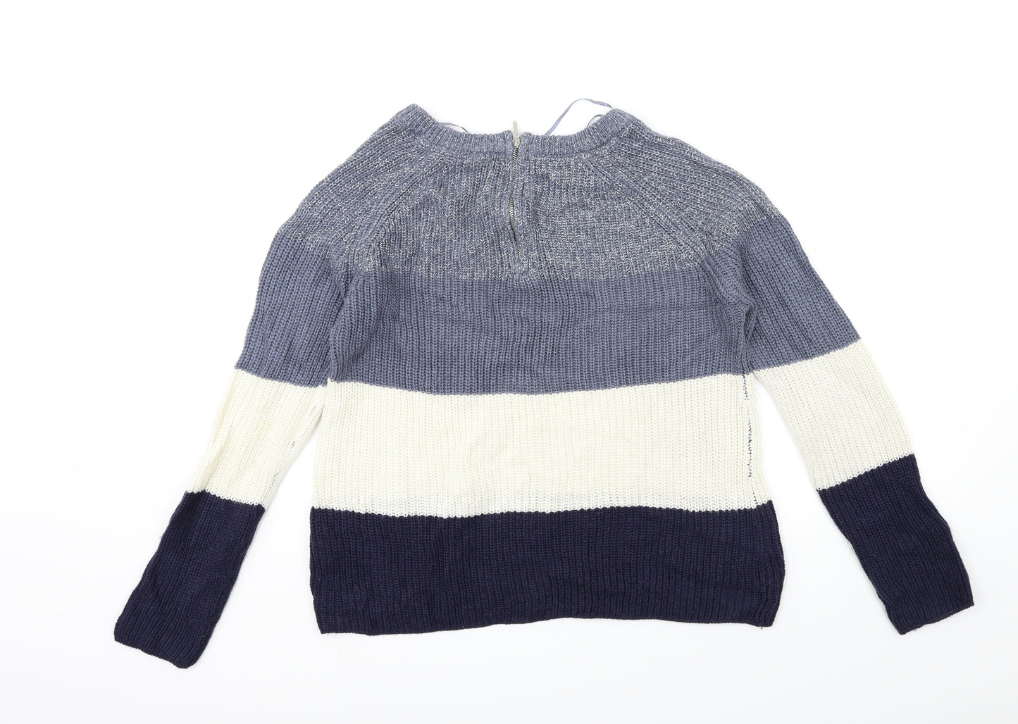 Papaya Womens Blue Striped Knit Pullover Jumper Size M