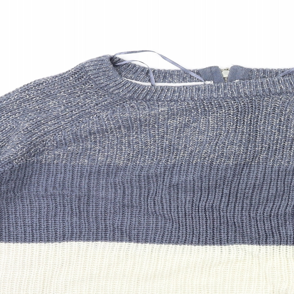 Papaya Womens Blue Striped Knit Pullover Jumper Size M