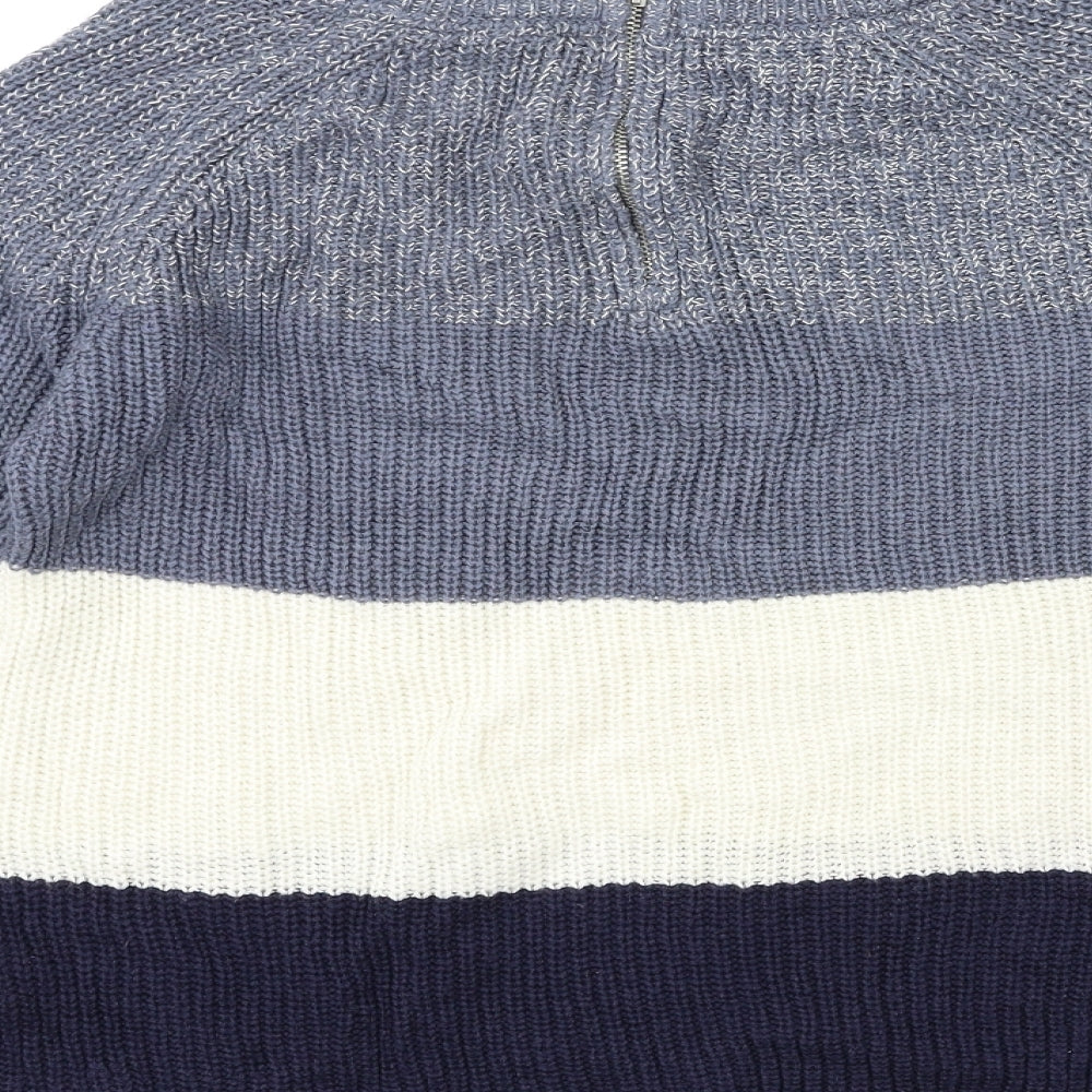 Papaya Womens Blue Striped Knit Pullover Jumper Size M