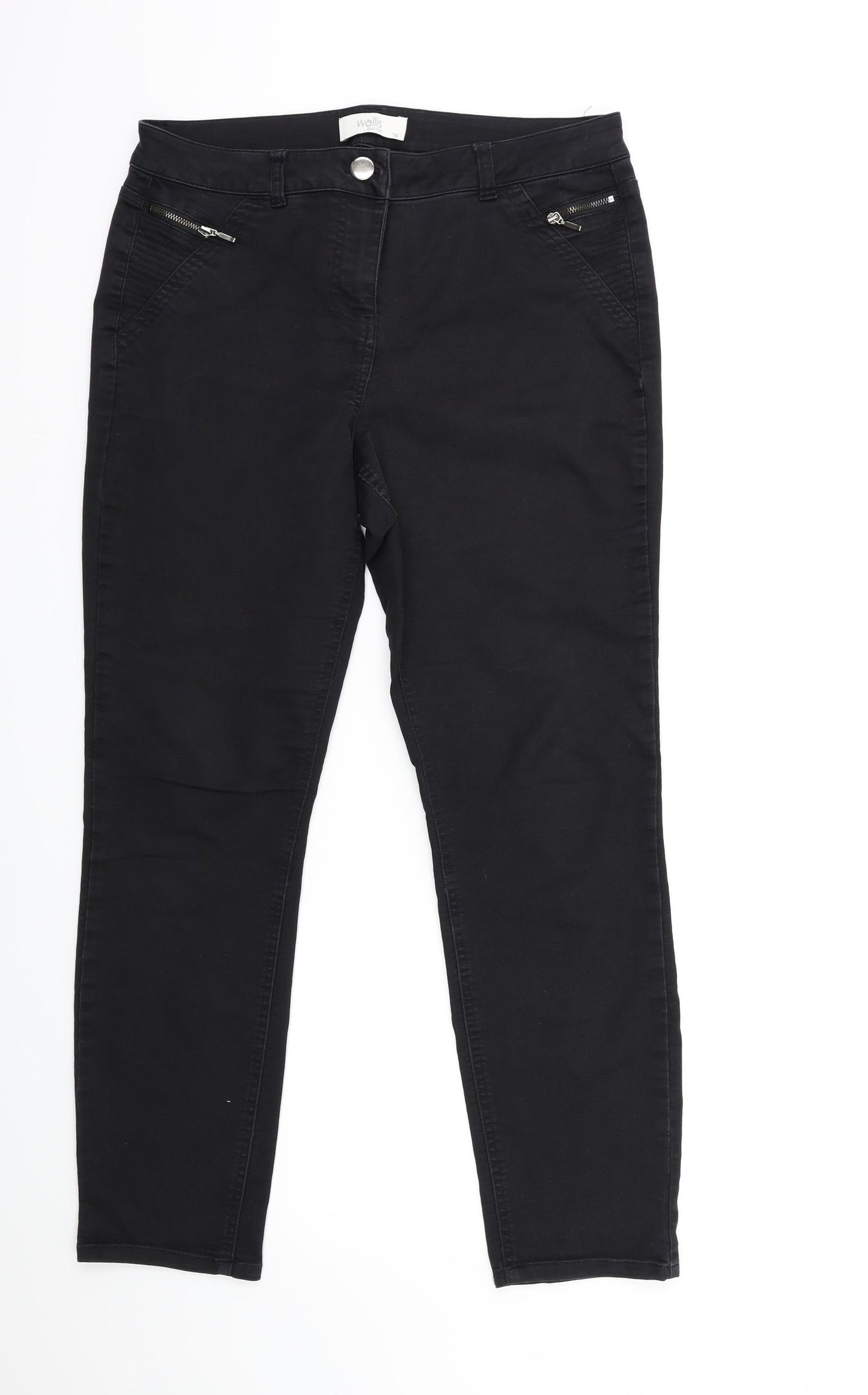 Wallis Womens Black  Denim Skinny Jeans Size 14 L28 in