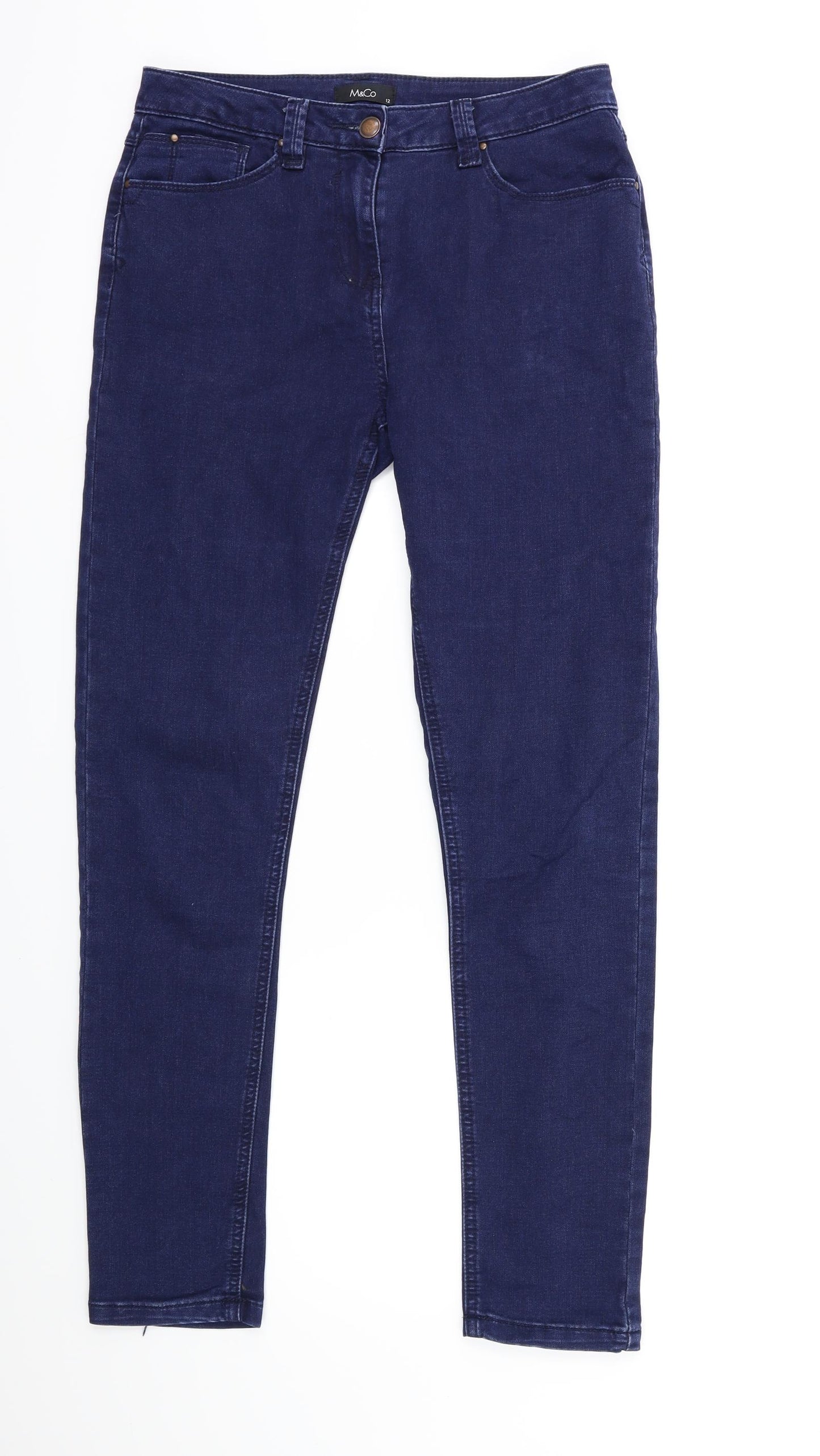 M&Co Womens Blue  Denim Skinny Jeans Size 12 L29 in