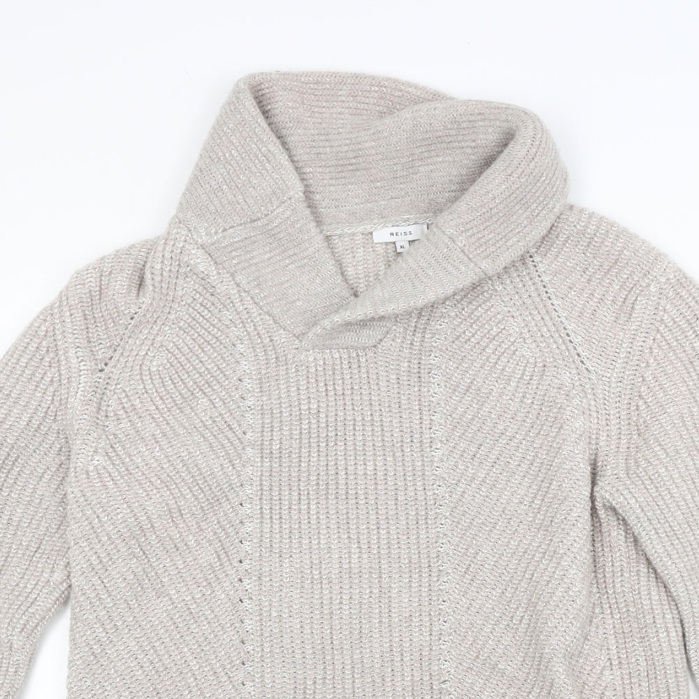 Reiss Womens Beige  Knit Pullover Jumper Size XL