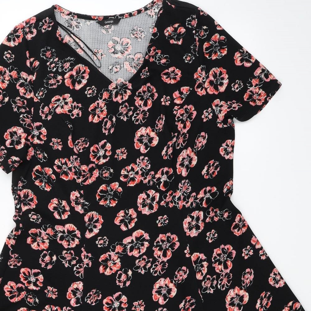 George Womens Black Floral  Fit & Flare  Size 20