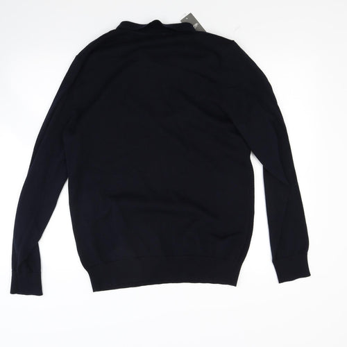 George Mens Blue  Knit Henley Jumper Size L