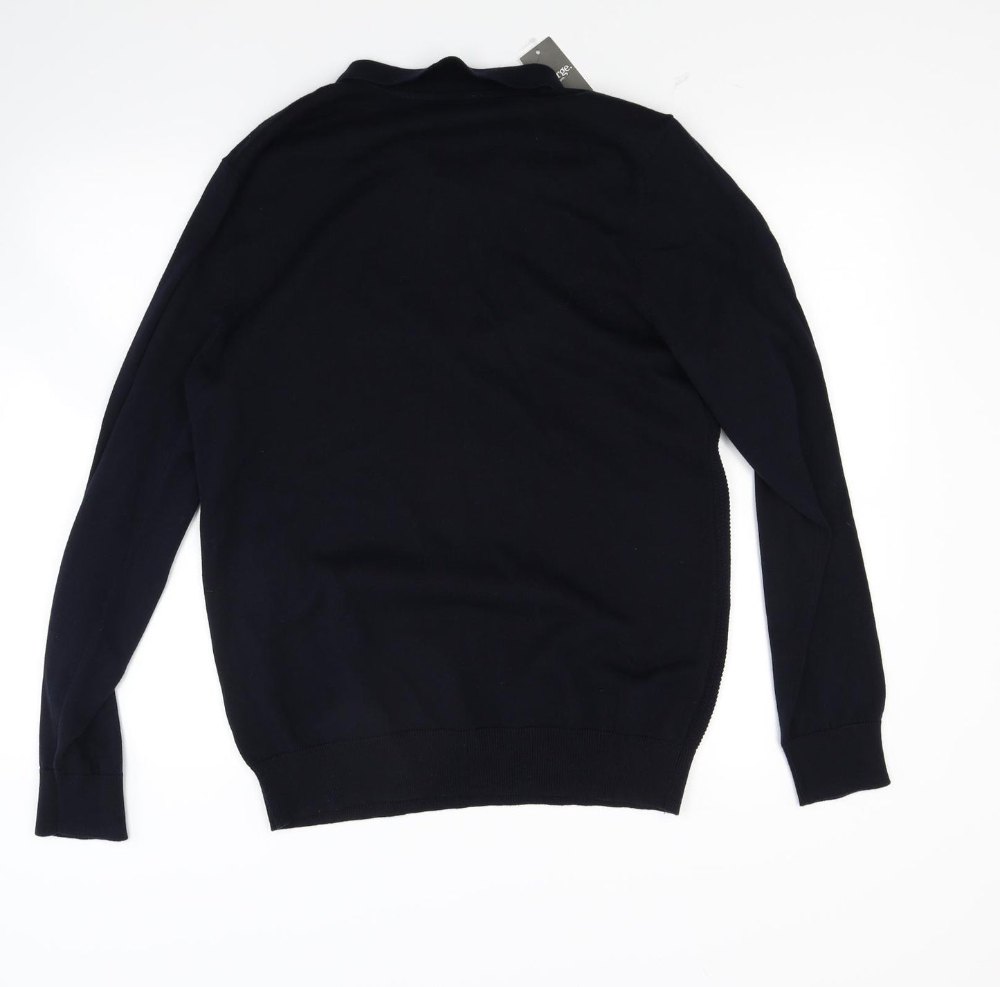 George Mens Blue  Knit Henley Jumper Size L