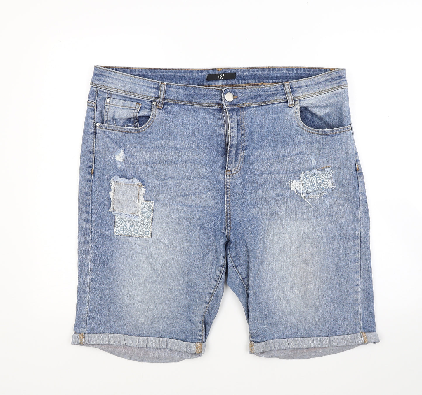 Topshop Womens Blue  Denim Cut-Off Shorts Size 20
