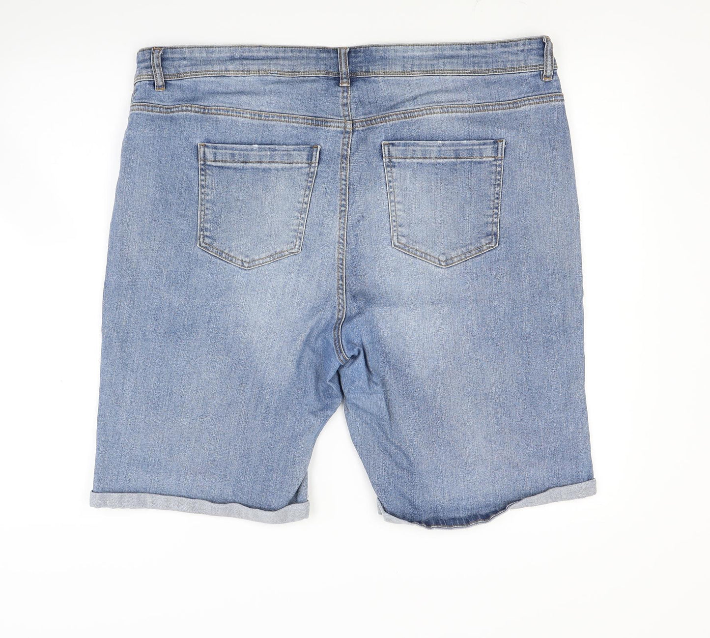 Topshop Womens Blue  Denim Cut-Off Shorts Size 20