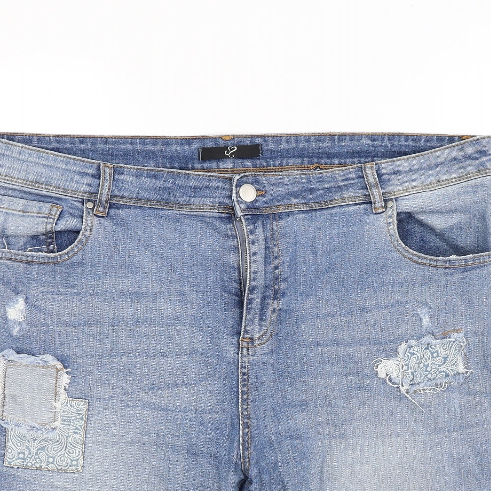 Topshop Womens Blue  Denim Cut-Off Shorts Size 20