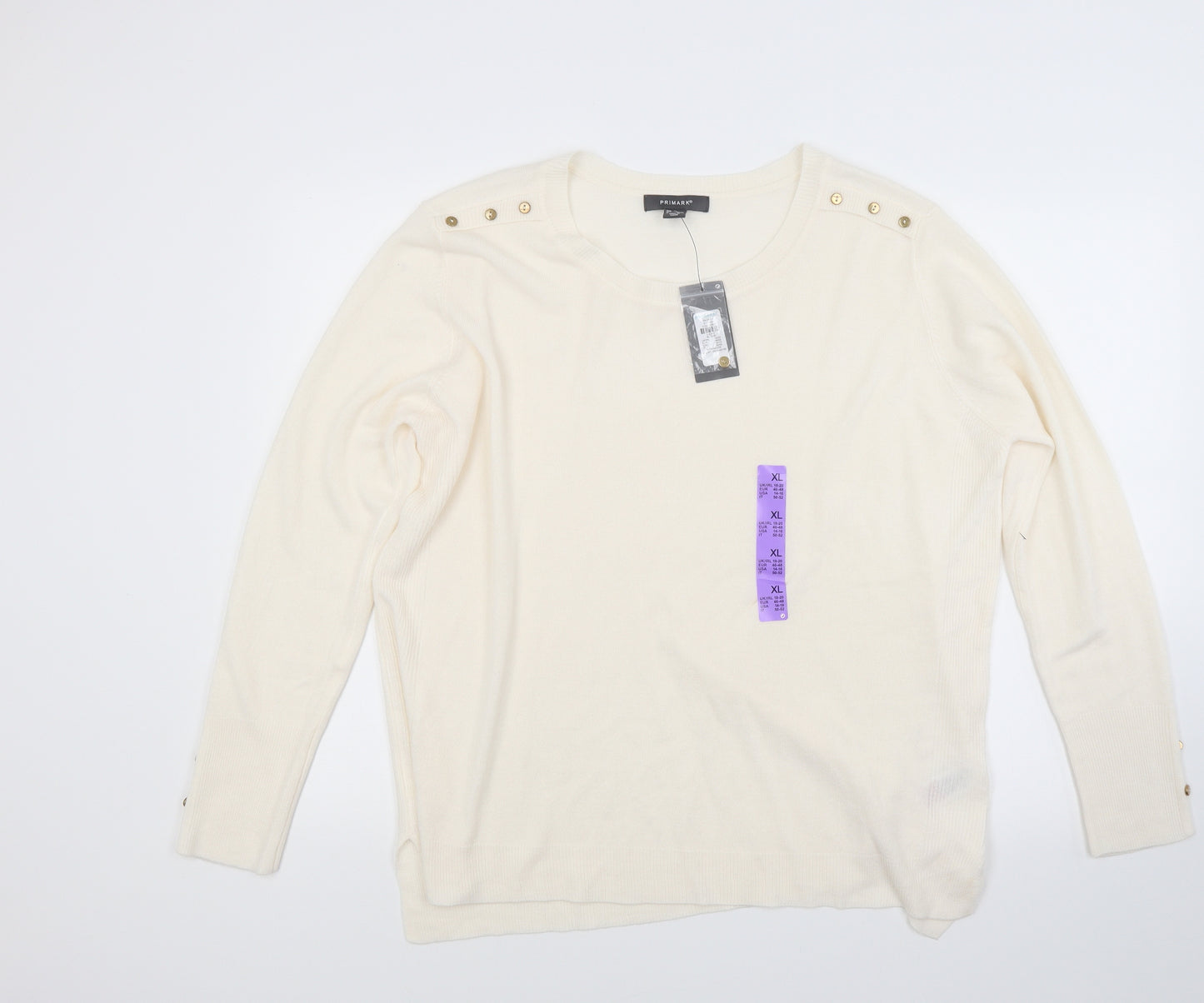 Primark Womens White  Knit Pullover Jumper Size XL