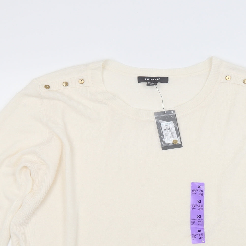 Primark Womens White  Knit Pullover Jumper Size XL