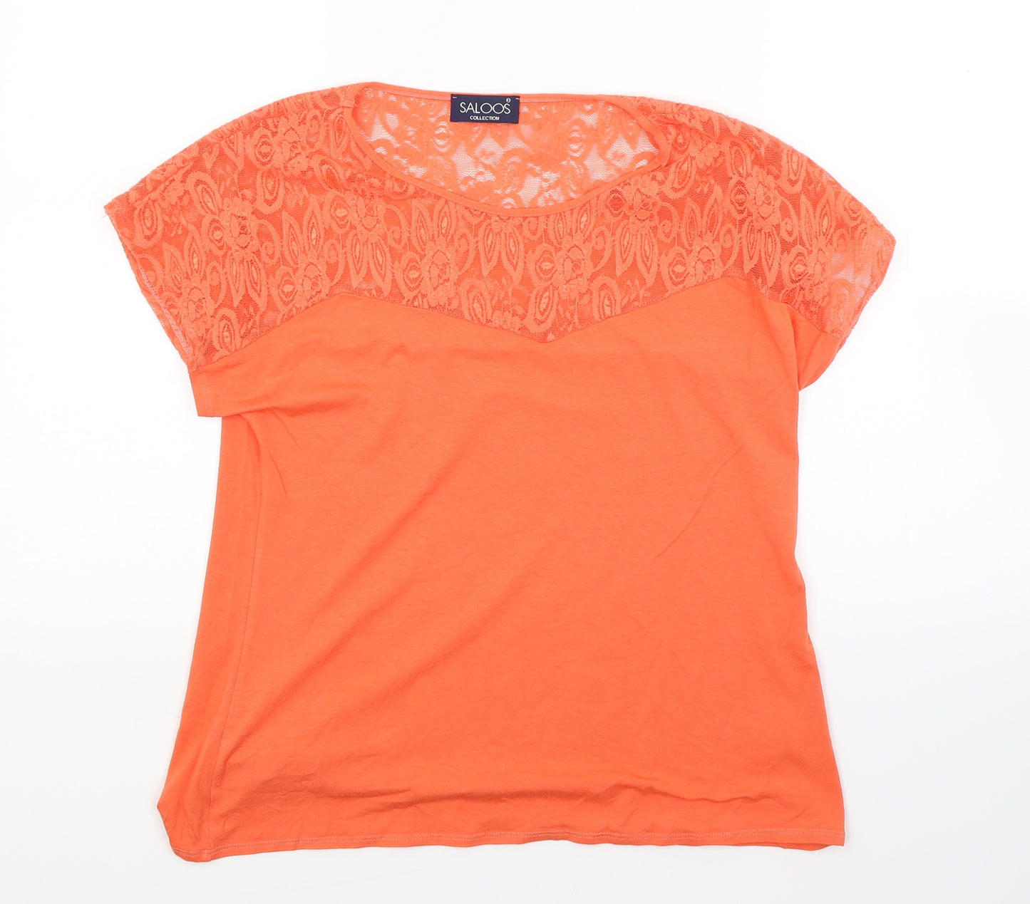 saloos collection Womens Orange Floral  Basic T-Shirt Size M