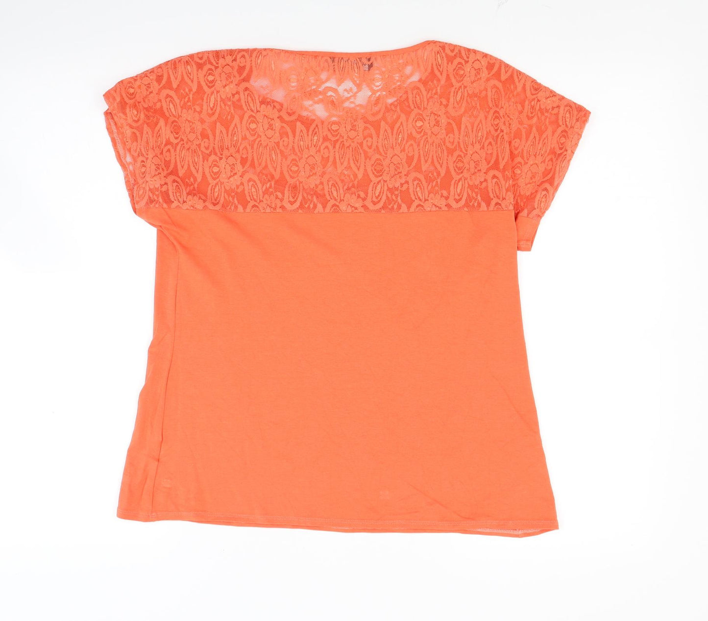saloos collection Womens Orange Floral  Basic T-Shirt Size M