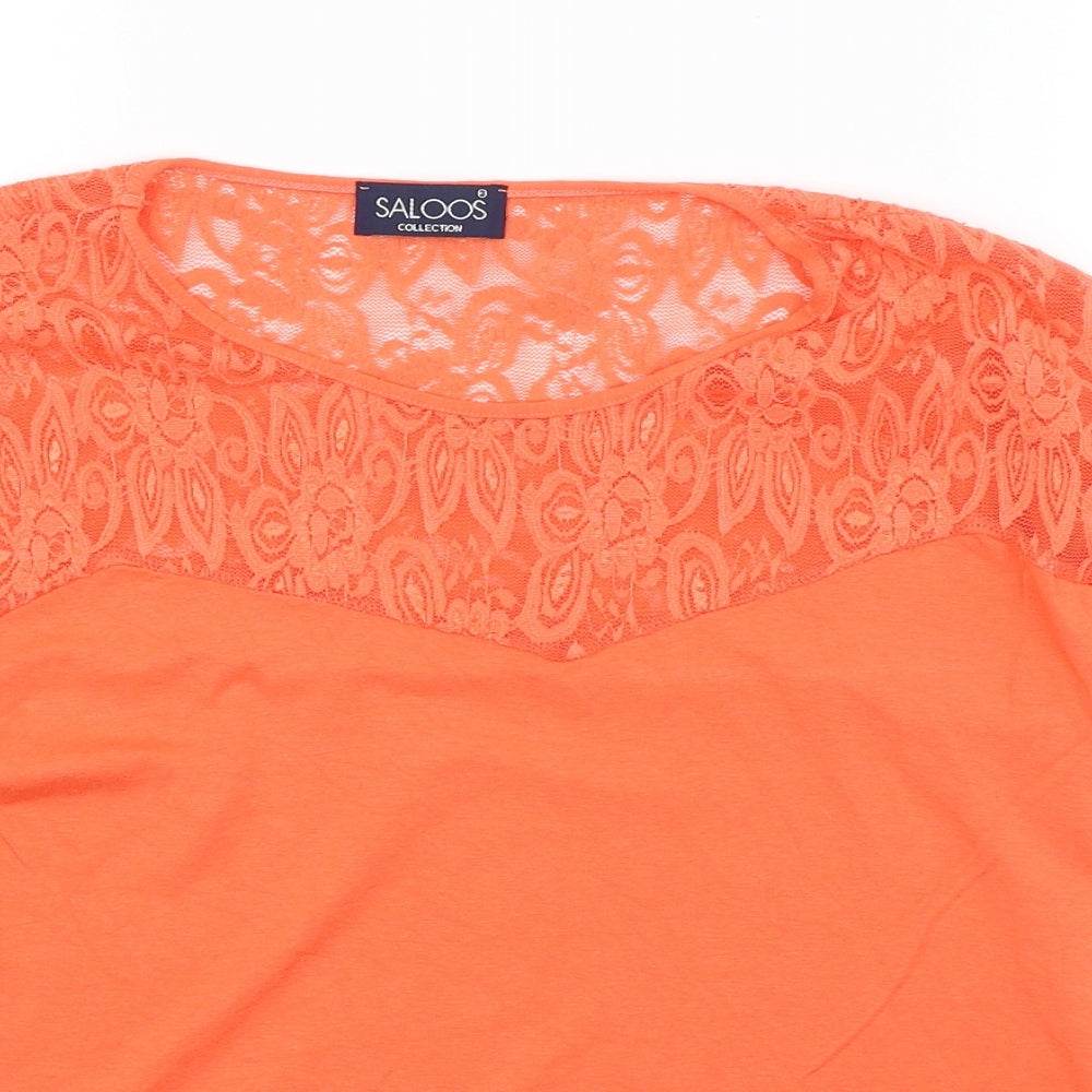 saloos collection Womens Orange Floral  Basic T-Shirt Size M