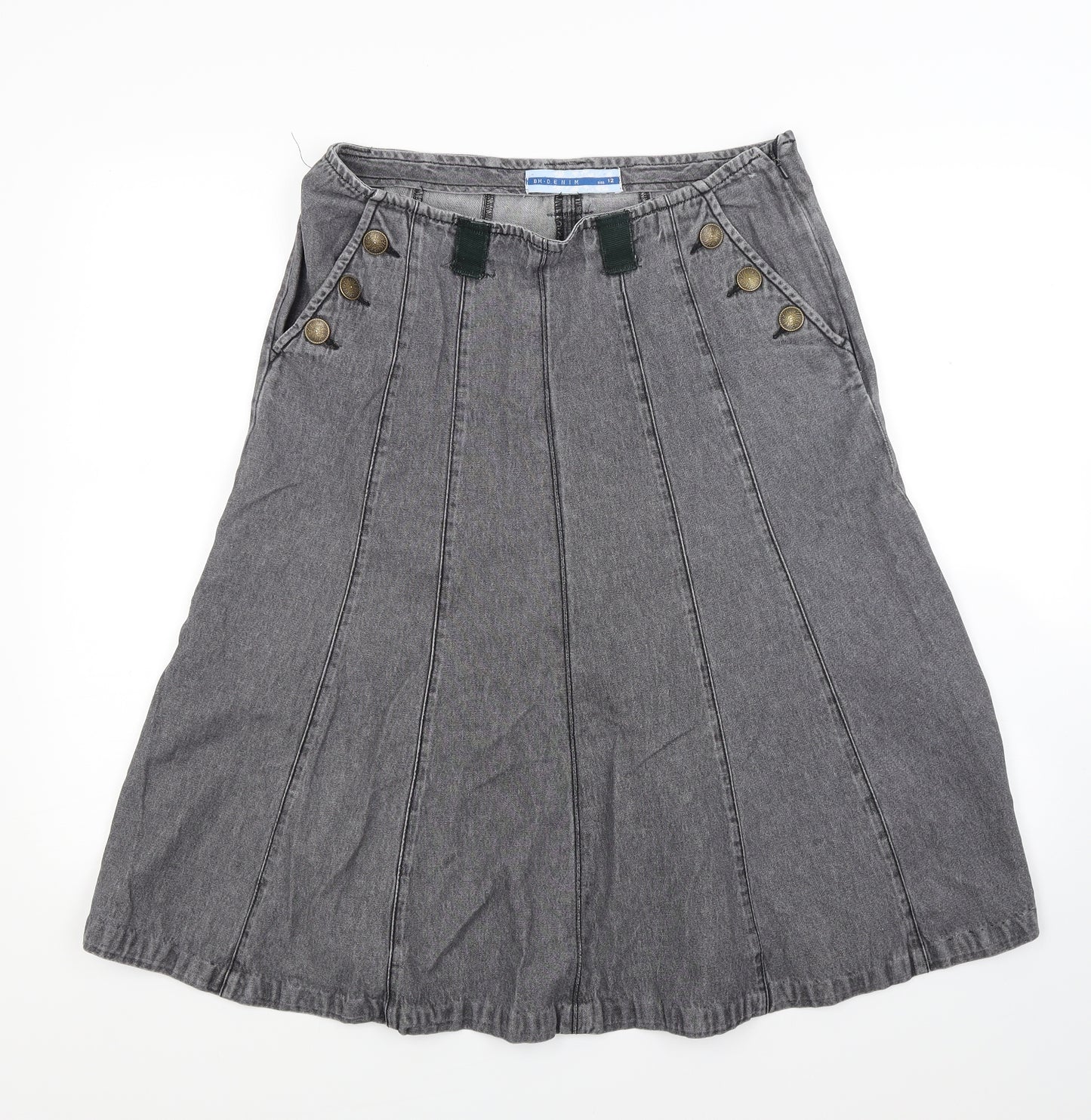 Debenhams Womens Grey  Denim Flare Skirt Size 12