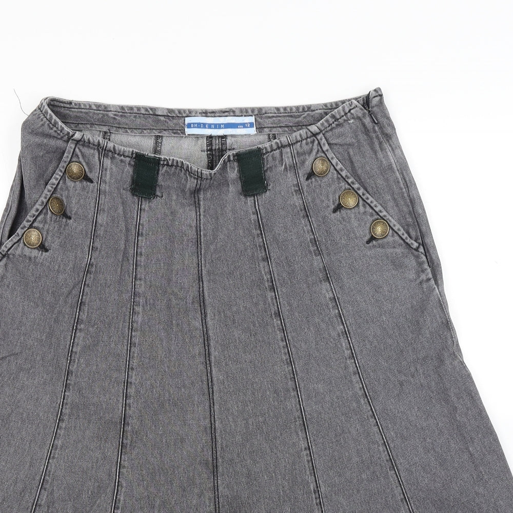 Debenhams Womens Grey  Denim Flare Skirt Size 12