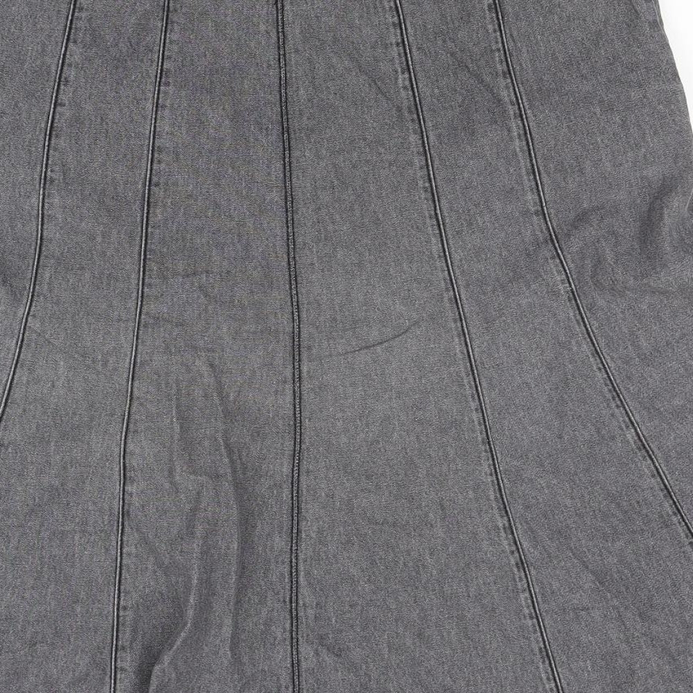 Debenhams Womens Grey  Denim Flare Skirt Size 12