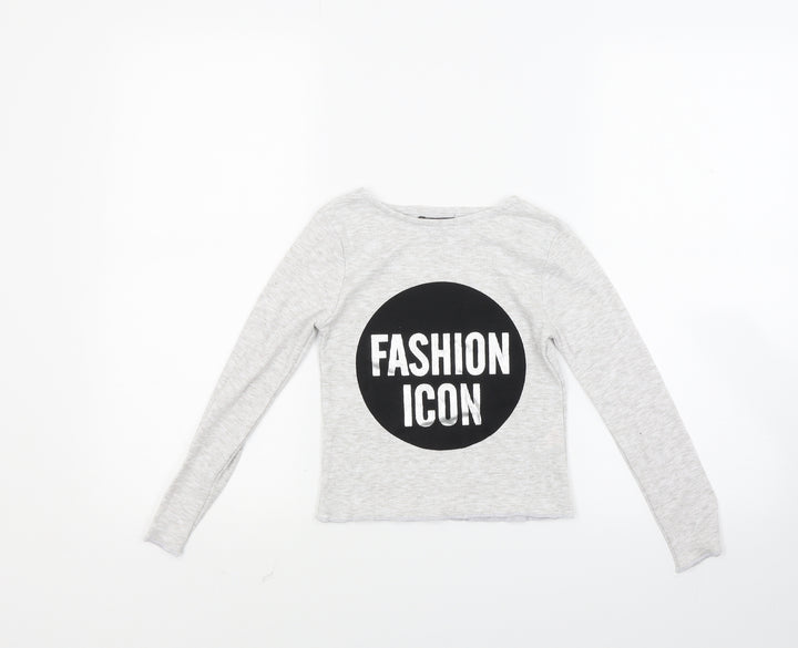 Primark Girls Grey   Pullover Sweatshirt Size 7-8 Years  - Fashion Icon