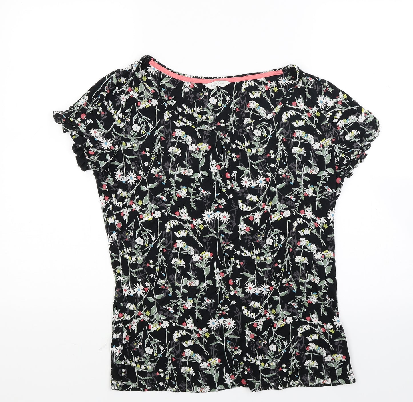 Marks and Spencer Womens Black Floral  Basic T-Shirt Size 12
