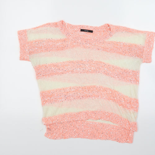 George Womens Orange Striped Knit Pullover Jumper Size 12