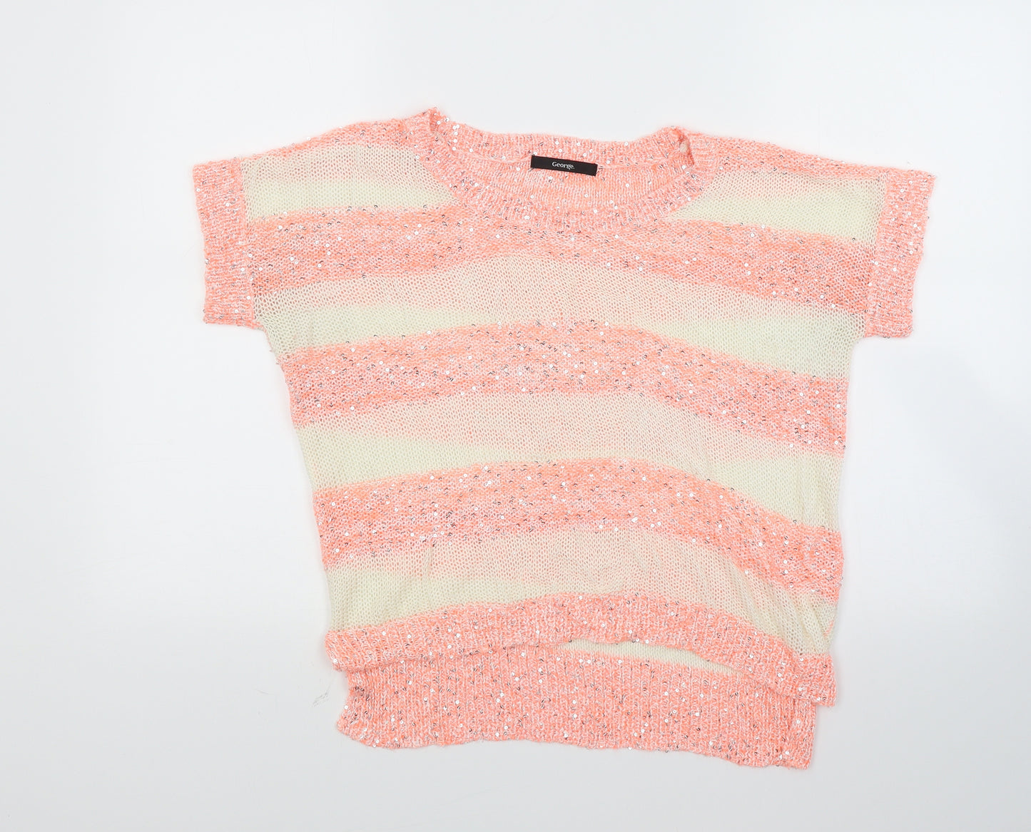 George Womens Orange Striped Knit Pullover Jumper Size 12
