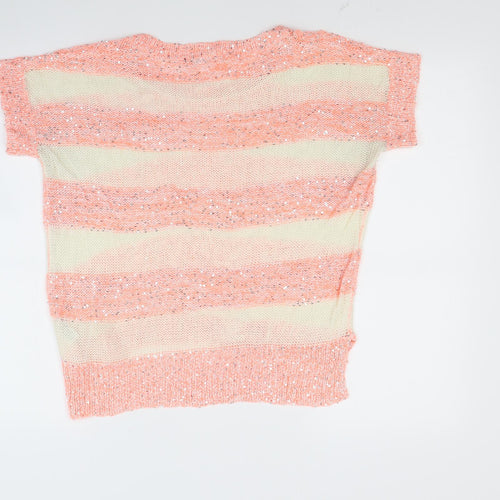 George Womens Orange Striped Knit Pullover Jumper Size 12