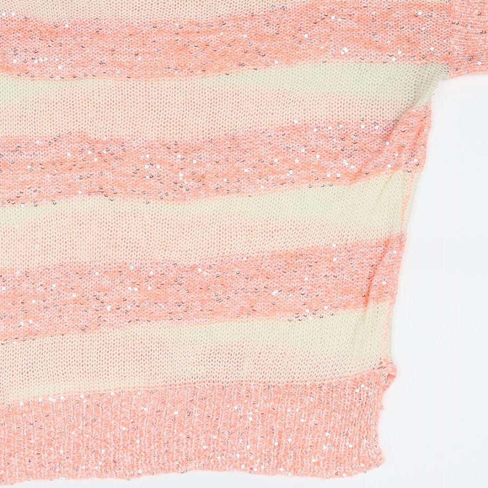 George Womens Orange Striped Knit Pullover Jumper Size 12